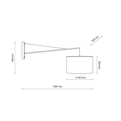 Wandlampe groß T: 1 m B: 38 cm XXL Schwarz E27 Metall Stoff