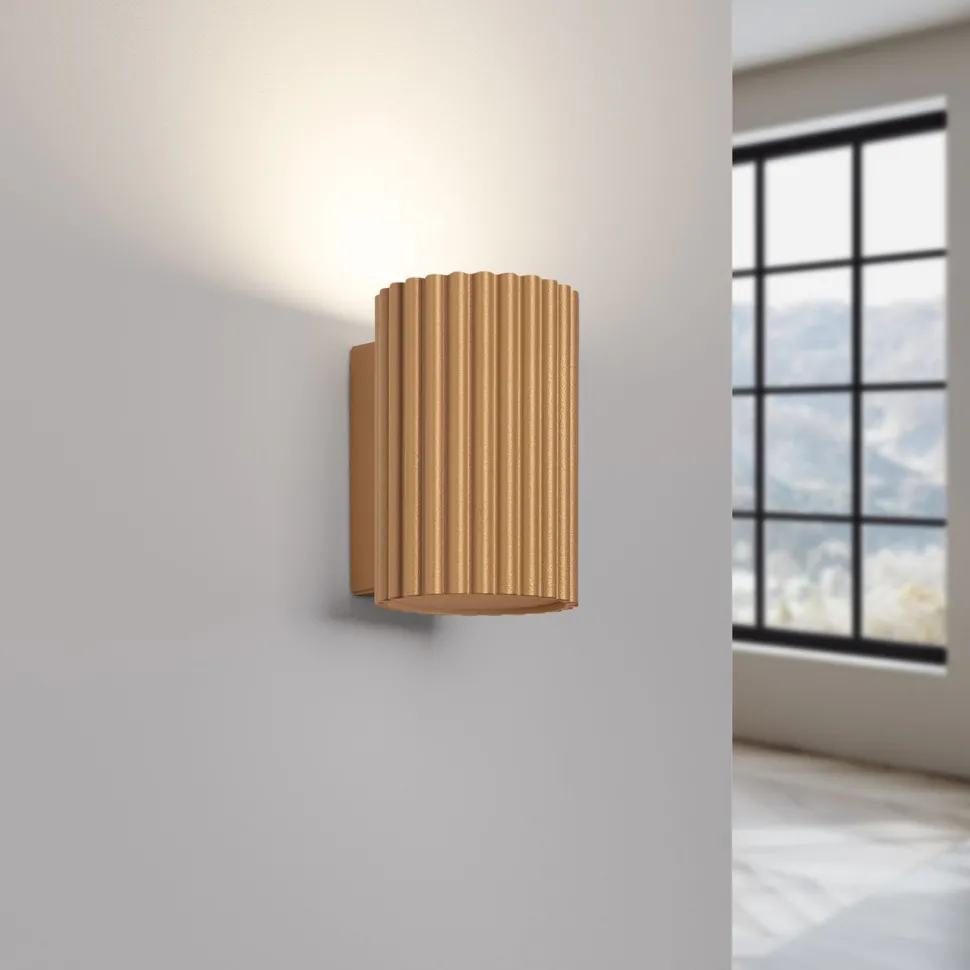 Wandlampe GU10 Modern aus Aluminium klein H: 10 cm in Gold