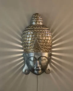 Wandlampe Holz 62,5 cm hoch mit Schalter Stecker E27