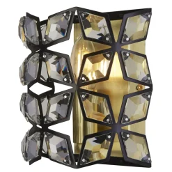 Wandlampe innen Kristall H: 18 cm E14 in Messing Schwarz