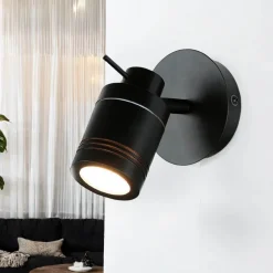 Wandlampe IP44 GU10 Ø 10 cm Schwarz matt verstellbar