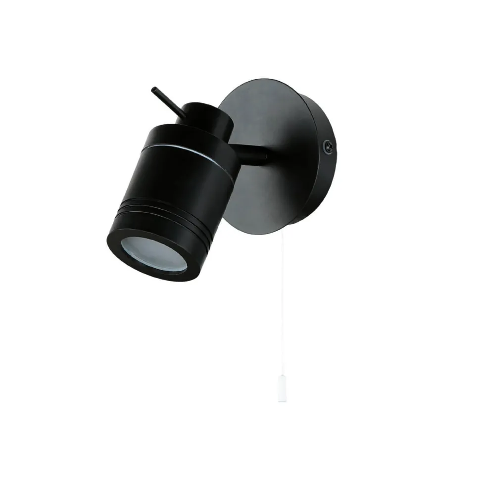 Wandlampe IP44 GU10 Ø 10 cm Schwarz matt verstellbar