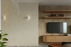 Wandlampe Keramik rund B: 17 cm klein Weiß E27 Up Down