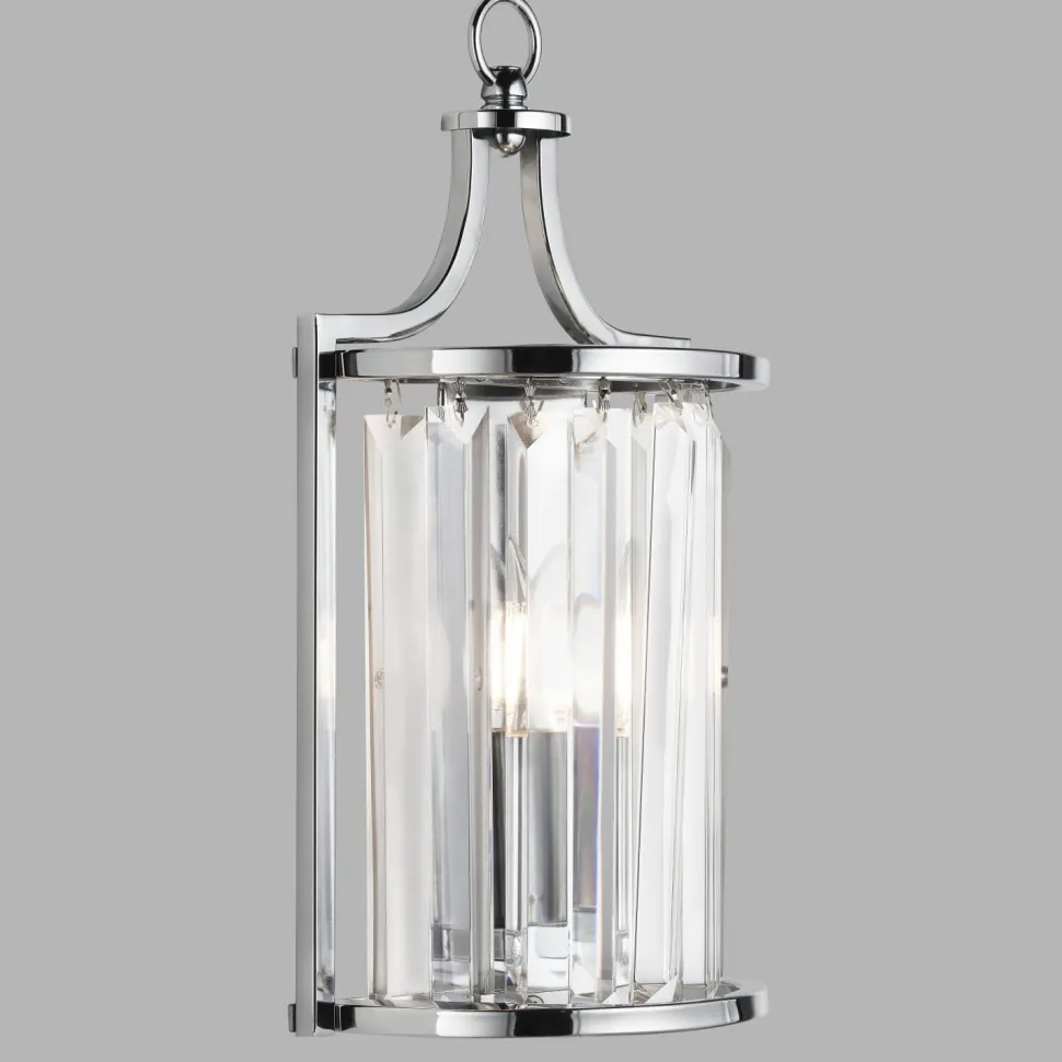 Wandlampe Kristall E14 Art Déco H: 35 cm in Chrom Klar