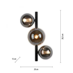 Wandlampe Kugeln Rauchgrau Bernstein Glas G9 H:28,5 cm