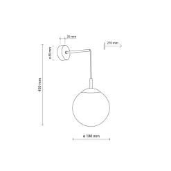 Wandlampe Kugelschirm Glas Metall H: 45 cm B: 18 cm E27