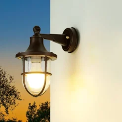 Wandlampe Messing außen IP64 Rostbraun antik Maritim E27