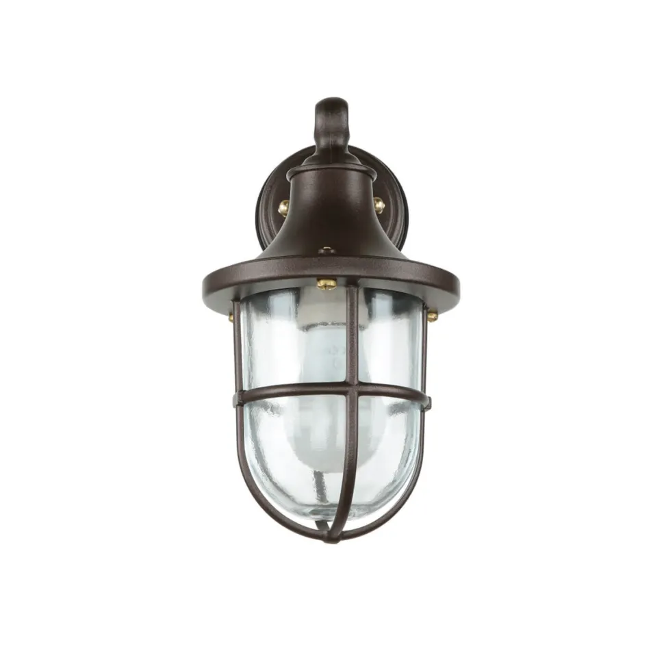 Wandlampe Messing außen IP64 Rostbraun antik Maritim E27