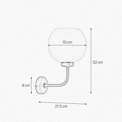 Wandlampe Messing Glas H: 32 cm in Bronze Weiß E27 Kugel