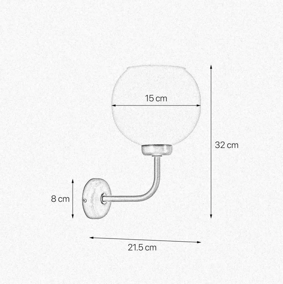 Wandlampe Messing Glas H: 32 cm in Bronze Weiß E27 Kugel