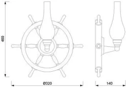 Wandlampe Messing Glas Maritim Steuerrad Antik