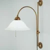 Wandlampe Messing Glas Zugschalter Steckdosenanschluss