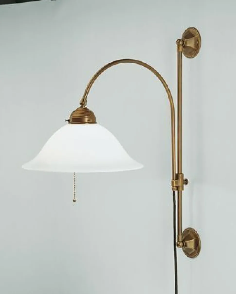 Wandlampe Messing Glas Zugschalter Steckdosenanschluss