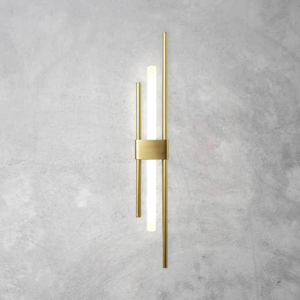 Wandlampe Messing massiv 70,5 cm hoch für S14d Art Déco