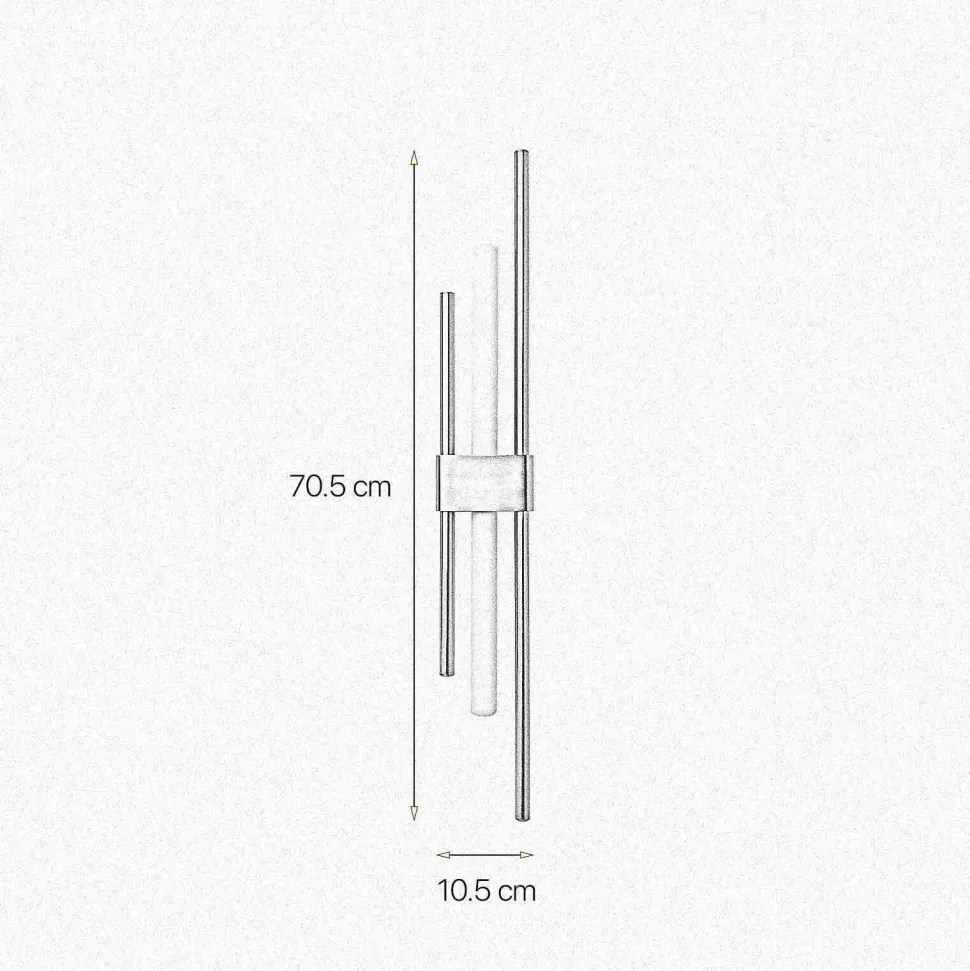 Wandlampe Messing massiv 70,5 cm hoch für S14d Art Déco