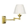 Wandlampe Messing poliert Stoff Weiß E14 Gelenkarm