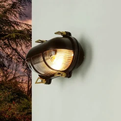 Wandlampe Messing Riffelglas IP64 rostfrei E27 außen