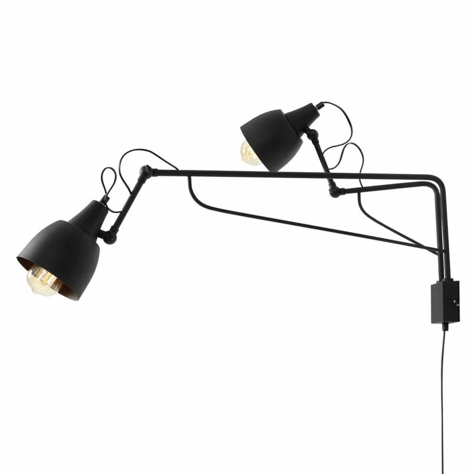 Wandlampe Metall B:18 cm E27 mit Schalter verstellbar