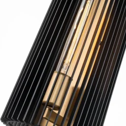 Wandlampe Metall E27 H: 43,2 cm in Messing Schwarz