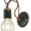 Wandlampe Metall E27 H: 18 cm Schwarz Shabby Antik