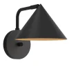 Wandlampe Metall E27 H: 21,3 cm mit Schalter Dimmer Schwarz