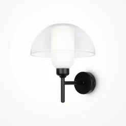 Wandlampe Metall Glas 24,4 cm hoch Schwarz Weiß E14