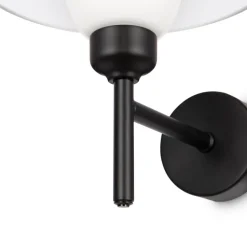 Wandlampe Metall Glas 24,4 cm hoch Schwarz Weiß E14