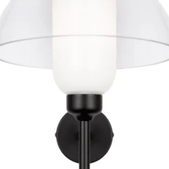 Wandlampe Metall Glas 24,4 cm hoch Schwarz Weiß E14