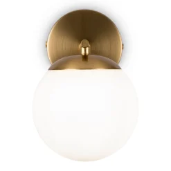 Wandlampe Metall Glas 20 cm hoch in Messing Weiß E27