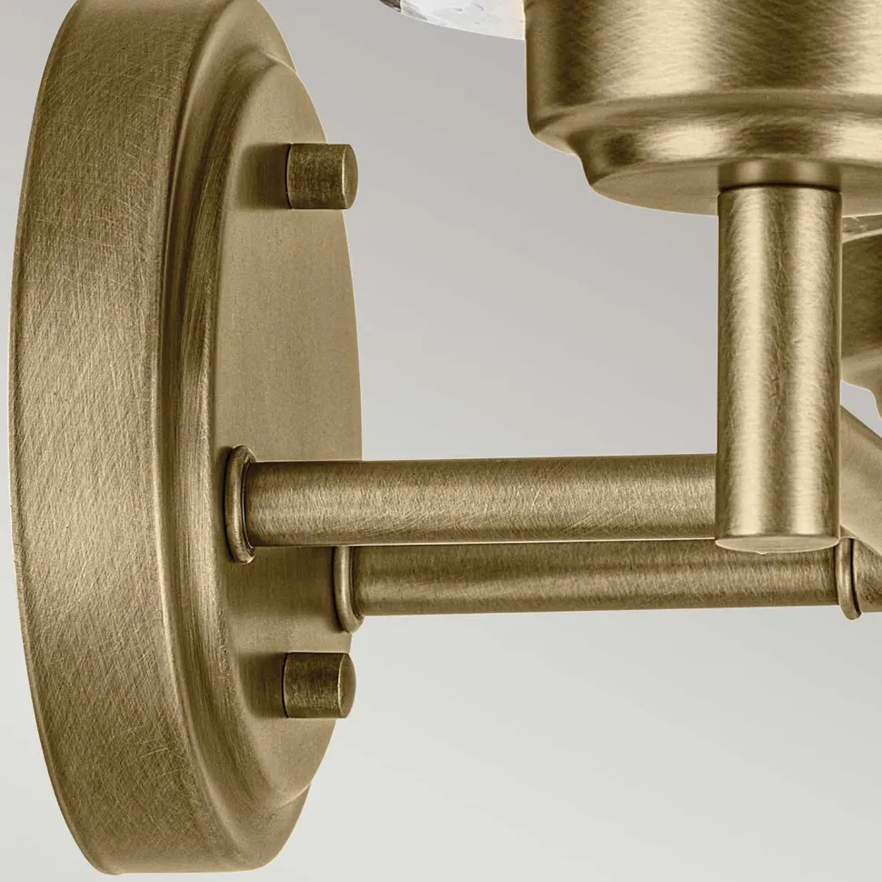 Wandlampe Metall Glas 32,6 cm breit in Messing E27 2-flammig