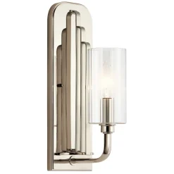 Wandlampe Metall Glas E14 35,5 cm hoch Nickel poliert