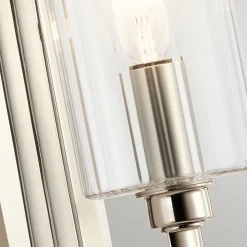 Wandlampe Metall Glas E14 35,5 cm hoch Nickel poliert
