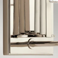 Wandlampe Metall Glas E14 35,5 cm hoch Nickel poliert