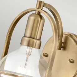 Wandlampe Metall Glas E27 H: 23,3 cm in Messing Antik