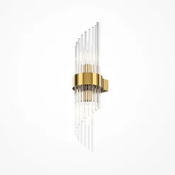 Wandlampe Metall Glas E14 H: 46,2 cm in Gold 2-flammig