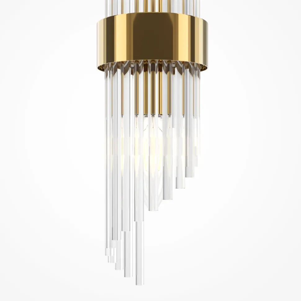 Wandlampe Metall Glas E14 H: 46,2 cm in Gold 2-flammig