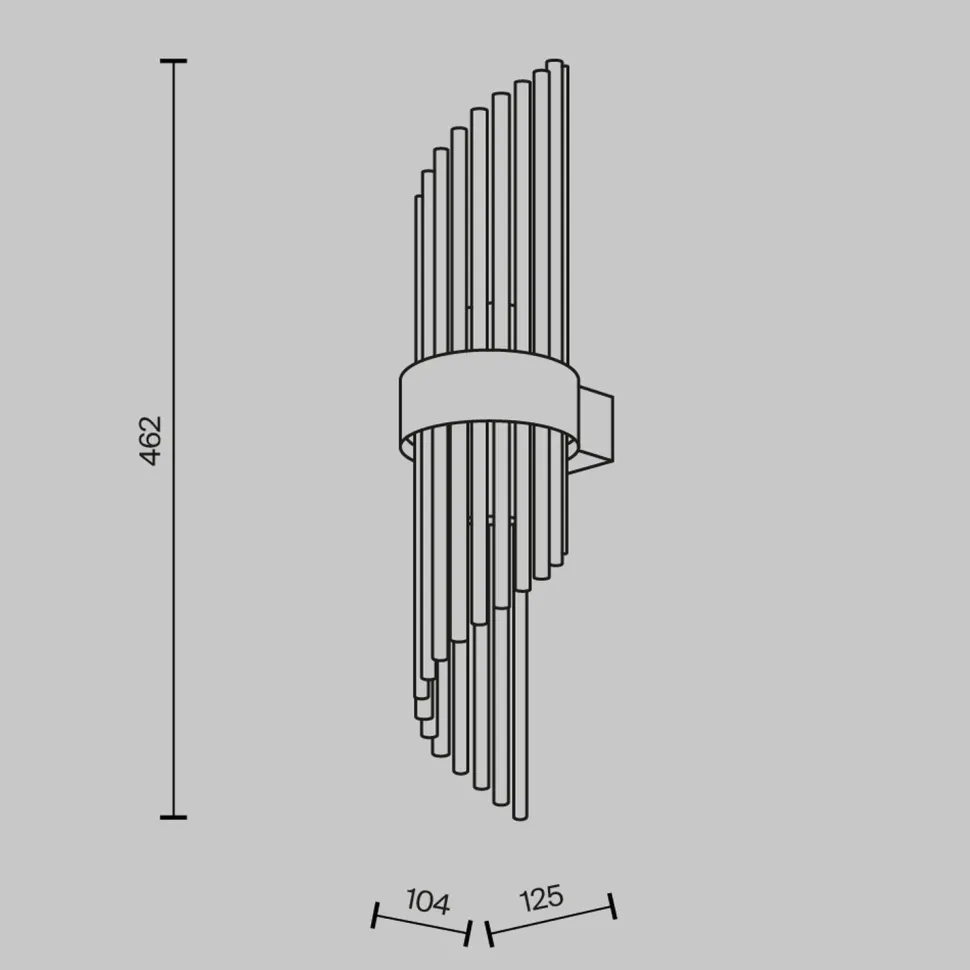 Wandlampe Metall Glas E14 H: 46,2 cm in Gold 2-flammig