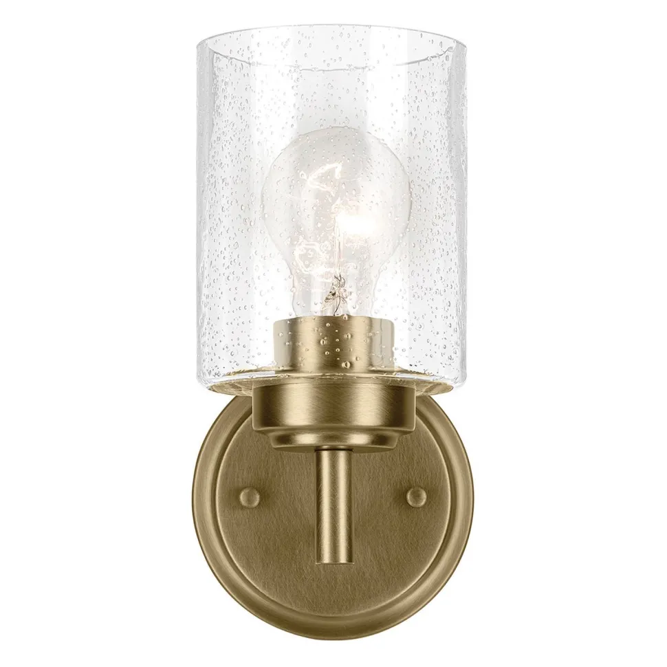 Wandlampe Metall Glas H: 23,5 cm in Messing E27 Vintage