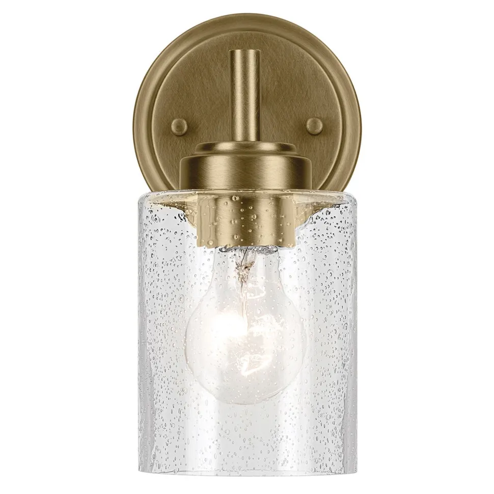 Wandlampe Metall Glas H: 23,5 cm in Messing E27 Vintage