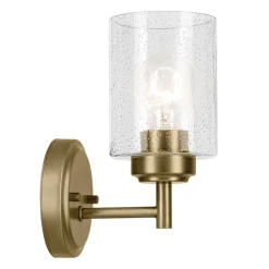 Wandlampe Metall Glas H: 23,5 cm in Messing E27 Vintage