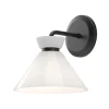Wandlampe Metall Glas H: 22,2 cm Schwarz Weiß E14 Retro