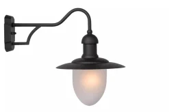 Wandlampe Metall Glas Schwarz T:44 cm IP44 Garten Hof