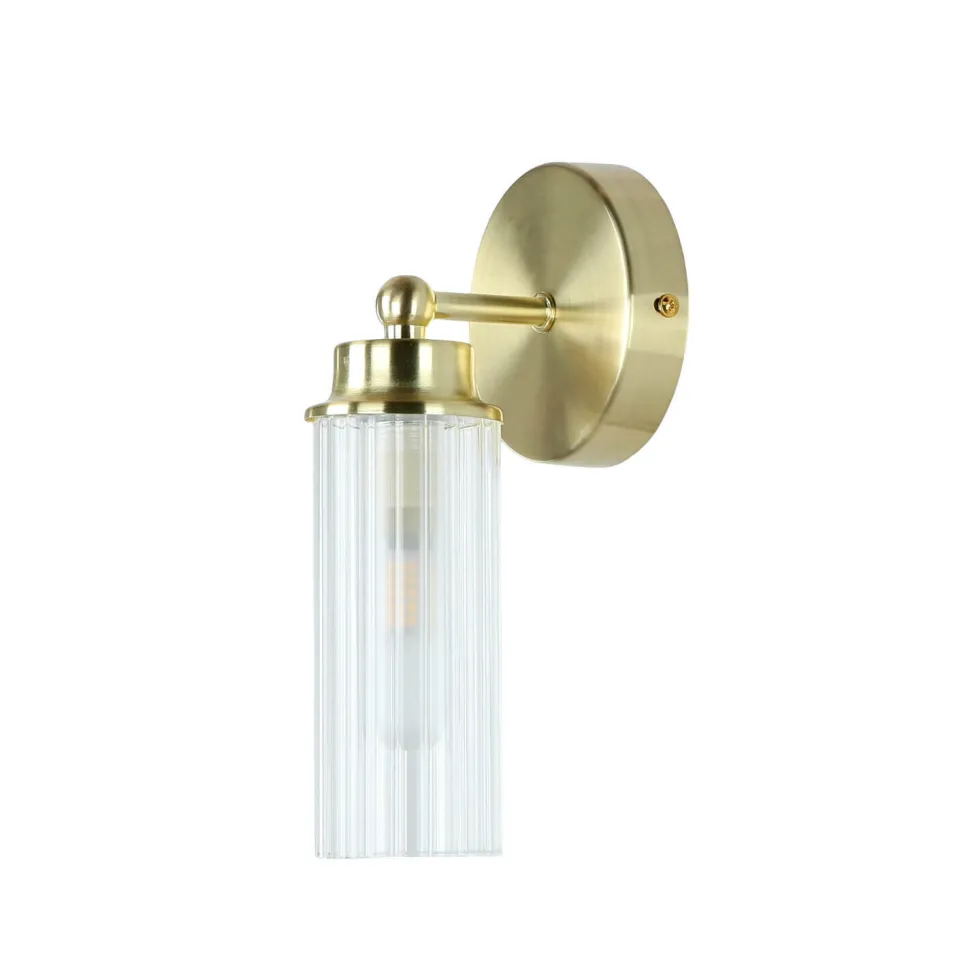 Wandlampe Metall Glasschirm G9 IP44 B:10 cm in Messing