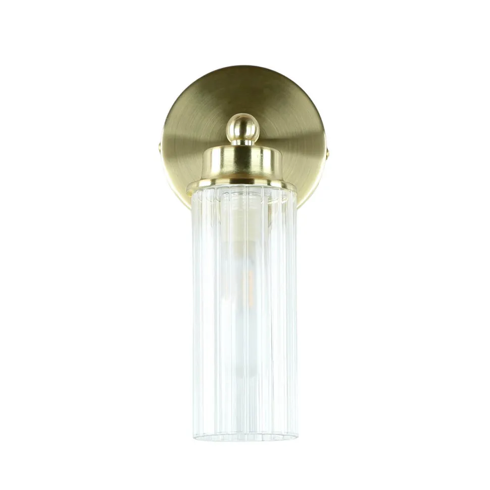 Wandlampe Metall Glasschirm G9 IP44 B:10 cm in Messing