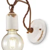 Wandlampe Metall H: 18 cm Weiß Shabby Antik E27 ARASI