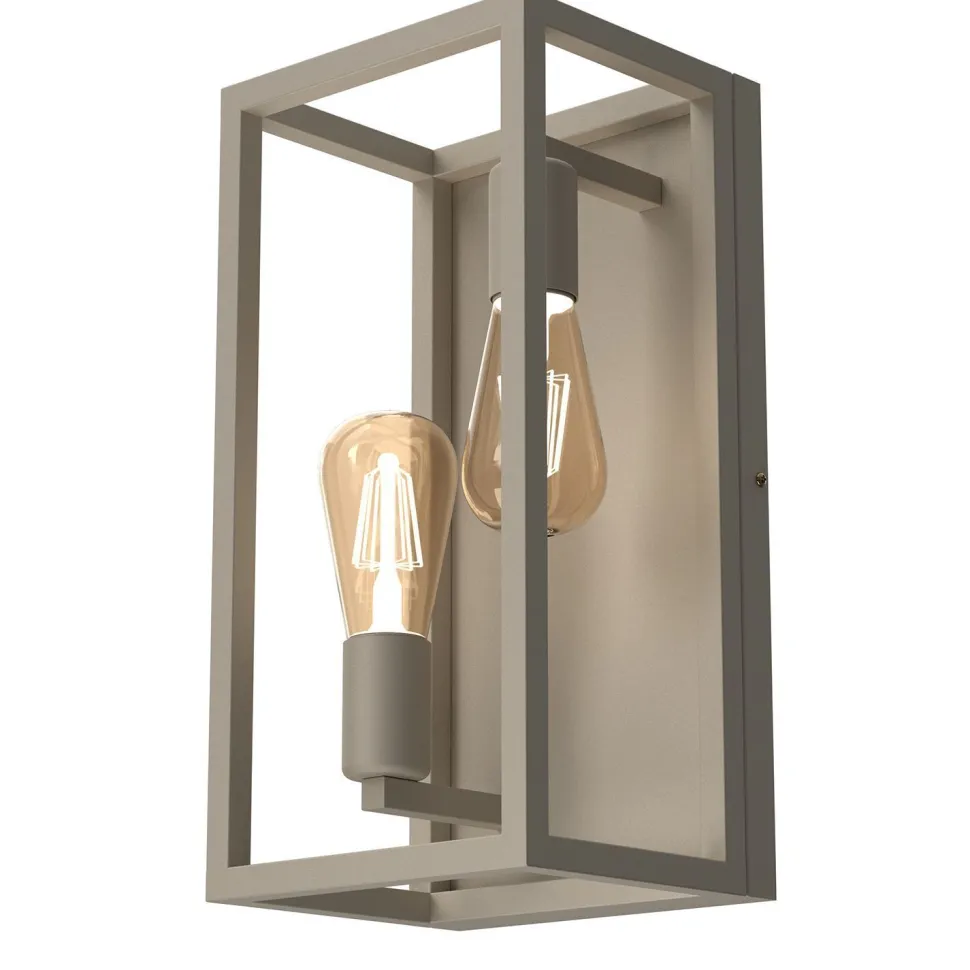 Wandlampe Metall in Beige E27 H:40 cm 2-flammig elegant