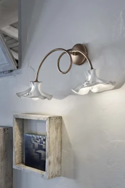 Wandlampe Metall Keramik B: 62 cm Rostbraun Weiß E14