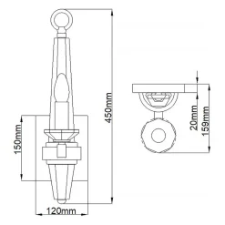 Wandlampe Metall Kristall 45 cm hoch E14 HARLOW