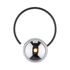 Wandlampe Metall Rauchglas G9 Schwarz Graphit Kugel Schirm