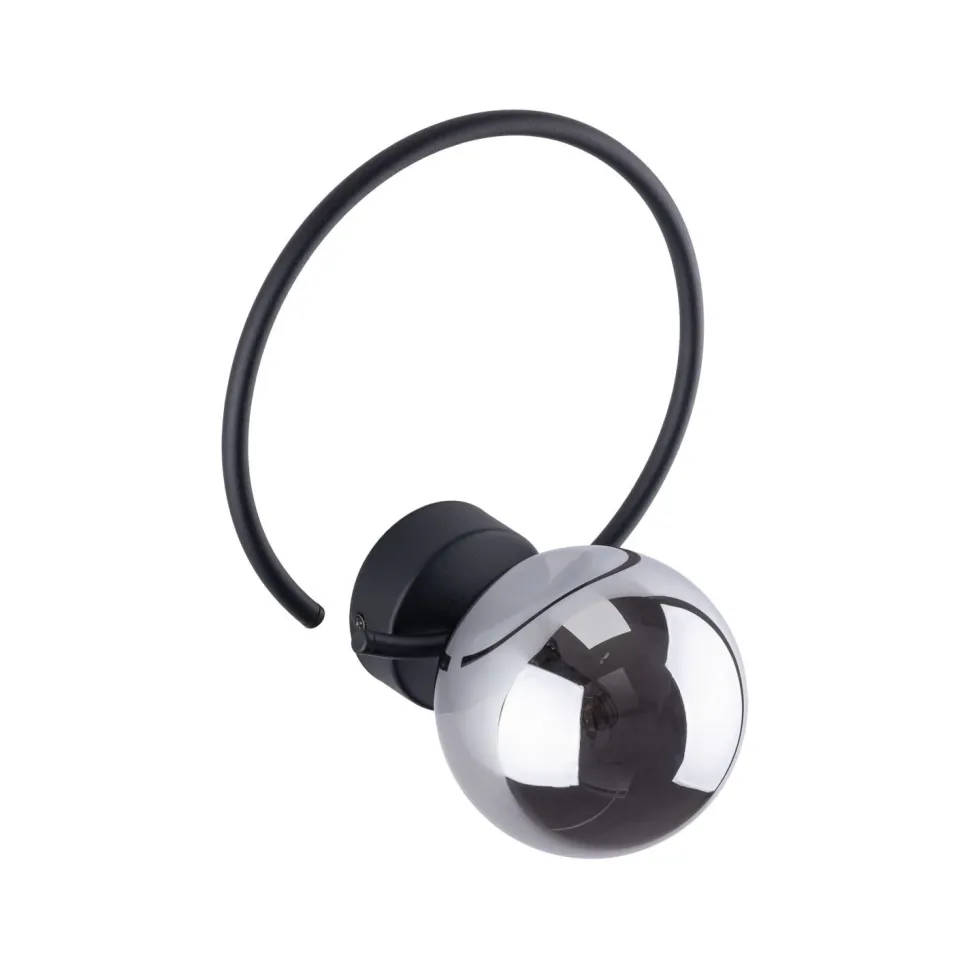 Wandlampe Metall Rauchglas G9 Schwarz Graphit Kugel Schirm